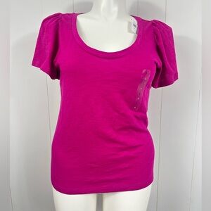 NWT Gap Size L Magenta Short Sleeve Scoop Neck Forever soft Tee Casual Womens